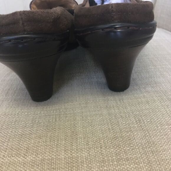 Sofft-Brown Leather Slip On Heeled Mules Size 9 Bohemian Cowgirl Rounded Toe - Picture 3 of 7